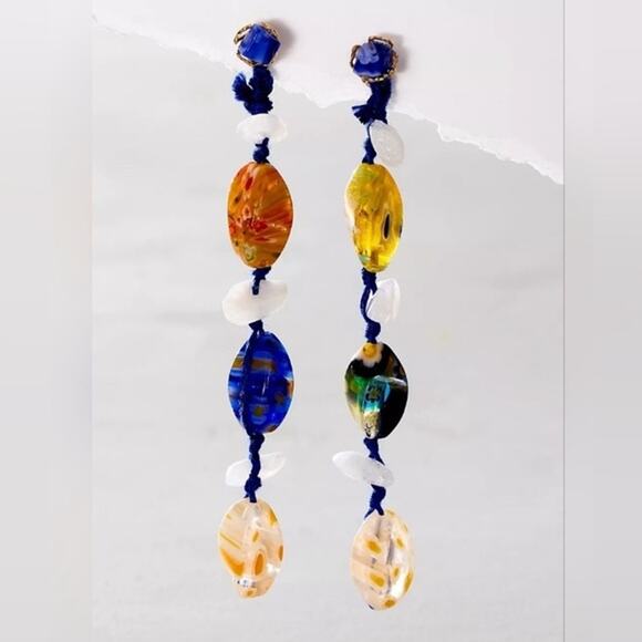Free People Ariana Ost Voyage Dangle Earrings Artisanal Beaded Crystal Glass - Picture 1 of 8